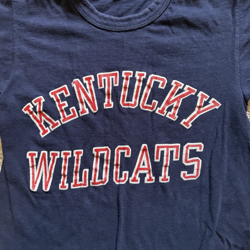 Vintage 1970s Champion University Of Kentucky Women's Small T Shirt Navy Red - Picture 2 of 7